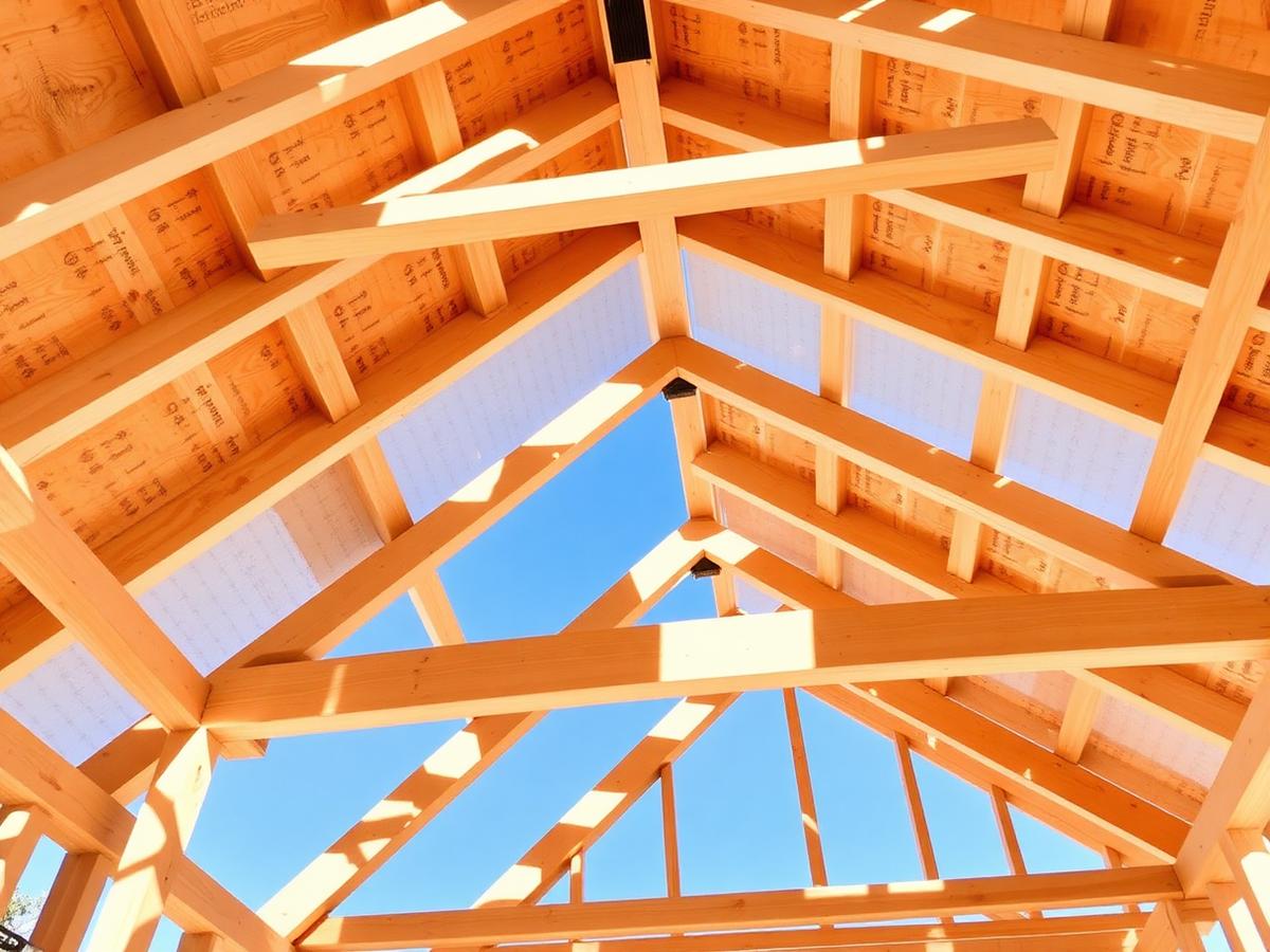 Roof framing over a new home